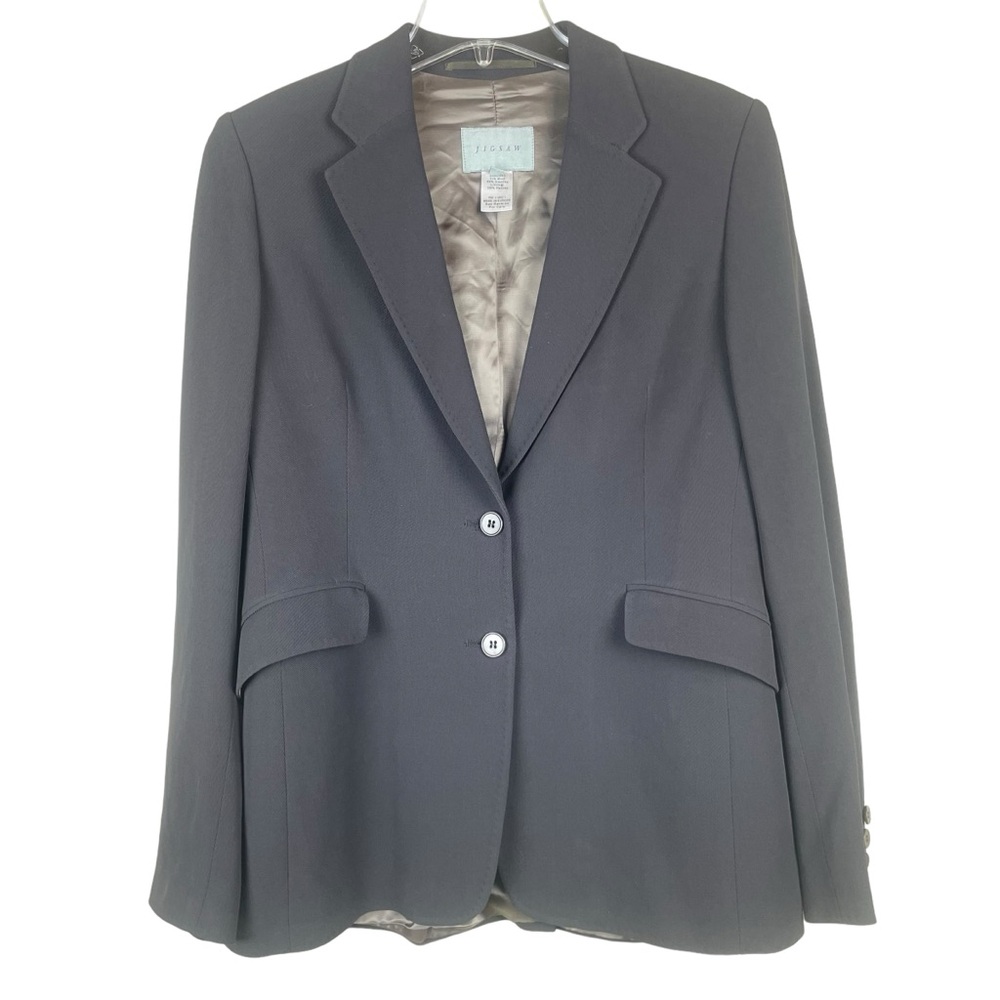 Jigsaw Brown Two Button Contemporary Wool Blend Lined Jacket Size 12